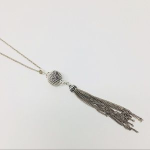 NWT Long silver tassel necklace